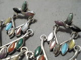 Astounding Zuni Turquoise Multi-stone Sterling Silver Earrings Native American-Nativo Arts