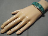 Very Intricate!! Vintage Native American Navajo Royston Turquoise Sterling Silver Inlay Bracelet-Nativo Arts