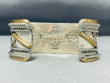 Unique Signed Native American Navajo Sterling Silver 12k Gold Storyteller Scene Bracelet-Nativo Arts