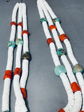 400 Grams Mind Boggling Vintage Santo Domingo Turquoise Coral Heishi Necklace-Nativo Arts
