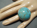 Beautiful Vintage Native American Navajo Turquoise Earth Dome Sterling Silver Ring-Nativo Arts
