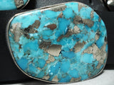 Huge Turquoise Slab Native American Navajo Sterling Silver Concho Belt-Nativo Arts