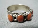 Beautiful Navajo Coral Sterling Silver Ring Native American-Nativo Arts