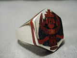 Best Important Zuni Harlan Coonsis Coral Sterling Silver Native American Ring-Nativo Arts