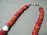 Rare Chunky Coral Singer Native American Navajo Sterling Silver Necklace-Nativo Arts