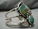Striking Vintage Native American Navajo Royston Turquoise Sterling Silver Bracelet Old-Nativo Arts