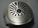 So Intricate! Vintage Native American Navajo Symbolic Sterling Silver Maze Bracelet Cuff-Nativo Arts