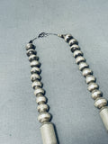 Outstanding Vintage Native American Navajo Sterling Silver Large Pillow Bead Necklace-Nativo Arts