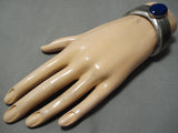 Impressive Vintage Native American Navajo Nez Lapis Sterling Silver Bracelet Cuff-Nativo Arts