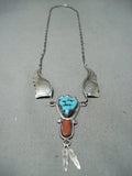 Marie Thompson Vintage Native American Navajo Sleeping Beauty Turquoise Sterling Silver Necklace-Nativo Arts