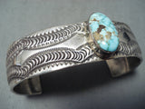 Important Navajo Native American Carico Lake Turquoise Sterling Silver Bracelet-Nativo Arts