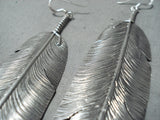 Unbelievable Navajo Sterling Silver Feather Earrings Native American-Nativo Arts