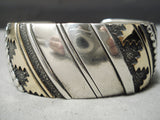 Authentic Vintage Native American Navajo Thomas Singer Sterling Silver Gold Bracelet Old-Nativo Arts