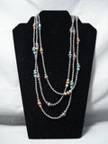 Wrap Around Native American Navajo Turquoise & Spiny Oyster Sterling Silver Necklace L-o-n-g-Nativo Arts