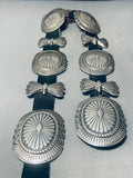 Heavy Detailed 310 Grams Vintage Native American Navajo Sterling Silver Concho Belt-Nativo Arts