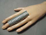 Towering Zuni Native American Turquoise Sterling Silver Ring-Nativo Arts