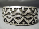 One Of The Best Deep Stamp Vintage Native American Navajo Sterling Silver Bracelet-Nativo Arts