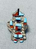 Tremendous Vintage Native American Zuni Turquoise Sterling Silver Kachina Ring-Nativo Arts