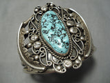 Quality!! Vintage Native American Navajo Turquoise Leaves Sterling Silver Bracelet Old-Nativo Arts