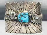 Mind Boggling Vintage Mens Native American Navajo Turquoise Sterling Silver Bracelet-Nativo Arts