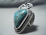 Best Terr Martinez Vintage Native American Navajo Old Kingman Turquoise Sterling Silver Ring-Nativo Arts