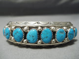 Thick And Heavy!! Vintage Native American Navajo Sky Blue Turquoise Sterling Silver Bracelet-Nativo Arts