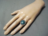 Amazing Vintage Native American Navajo Turquoise Sterling Silver Rope Ring Old-Nativo Arts