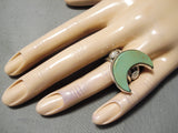 One Of The Msot Unique Vintage Native American Navajo Royston Half Moon Sterling Silver Ring-Nativo Arts