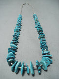 Gorgeous Vintage Native American Navajo Old Kingman Turquoise Sterling Silver Necklace Old-Nativo Arts