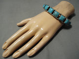 Incredible Vintage Native American Navajo Domed Morenci Turquoise Sterling Silver Bracelet Old-Nativo Arts