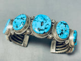 Amazing Vintage Native American Navajo 7 Sleeping Beauty Turquoise Sterling Silver Bracelet-Nativo Arts
