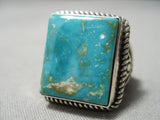 Amazing Vintage Navajo Squared Turquoise Sterling Silver Native American Ring-Nativo Arts
