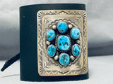 Traditional Vintage Native American Navajo Morenci Turquoise Sterling Silver Bowguard-Nativo Arts