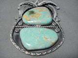 Kenny Ray Vintage Native American Navajo #8 Turquoise Sterling Silver Squash Blossom Necklace-Nativo Arts