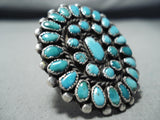 One Of Best Ever Vintage Native American Navajo Turquoise Cluster Sterling Silver Ring-Nativo Arts