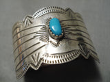 Amazing Vintage Native American Navajo Hand Carved Sterling Silver Turquoise Hair Barrette Clip-Nativo Arts