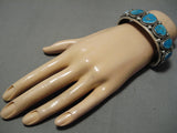 Stunning Vintage Native American Navajo Blue Gem Turquoise Sterling Silver Bracelet Cuff Old-Nativo Arts