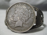 Earlier Vintage Navajo 1900's Sterling Silver Native American Coin Bracelet Old-Nativo Arts