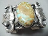 Heavy Skull San Felipe 8 Turquoise Sterling Silver Skull Bracelet-Nativo Arts