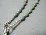 Rare Native American Navajo Green Turquoise Sterling Silver Rosary Necklace-Nativo Arts