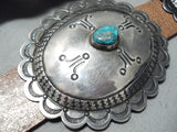 Old Heavy Vintage Native American Navajo Turquoise Sterling Silver Concho Belt Old-Nativo Arts