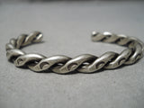 Tremendous Vintage Native American Navajo Hand Woven Sterling Silver Bracelet Cuff Old-Nativo Arts