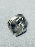 Beautiful Squared Vintage Native American Navajo Sterling Silver Ring Old-Nativo Arts