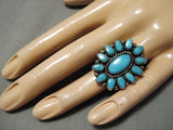 Huge Vintage Native American Navajo Carico Lake Turquoise Sterling Silver Satellite Ring-Nativo Arts