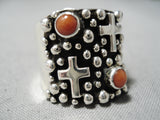 Fabulous Santo Domingo Coral Sterling Silver Ring Native American-Nativo Arts