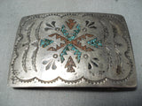 Magnificent Nakai Vintage Native American Navajo Turquoise Sterling Silver Buckle Old-Nativo Arts