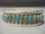 Native American Rare Blue Diamond Teardrop Turquoise Sterling Silver Bracelet-Nativo Arts