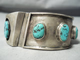 Rare Gifted Vintage Native American Navajo Story Turquoise Sterling Silver Bracelet Old-Nativo Arts