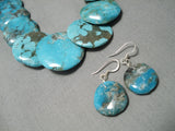 Native American Amazing Rare Round Turquoise Graduating Sterling Silver Necklace-Nativo Arts