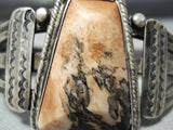 Early Vintage Native American Navajo Petrified Wood Sterling Silver Bracelet Old-Nativo Arts